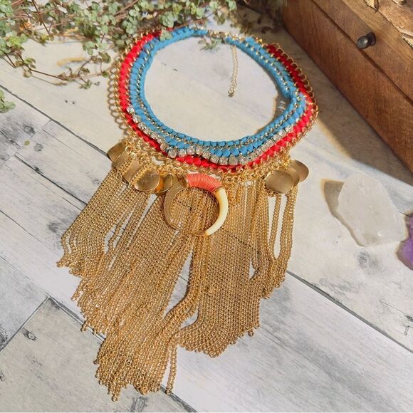 Tribal Ethnic Statement Necklace Boho - Picture 1 of 8